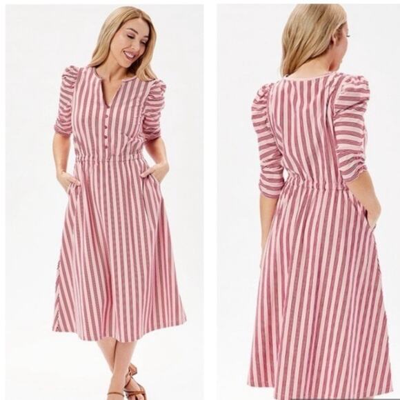 Matilda Jane Red&Pink Stripe McIntosh Midi Dress Sz.XXL NWT - Picture 4 of 16